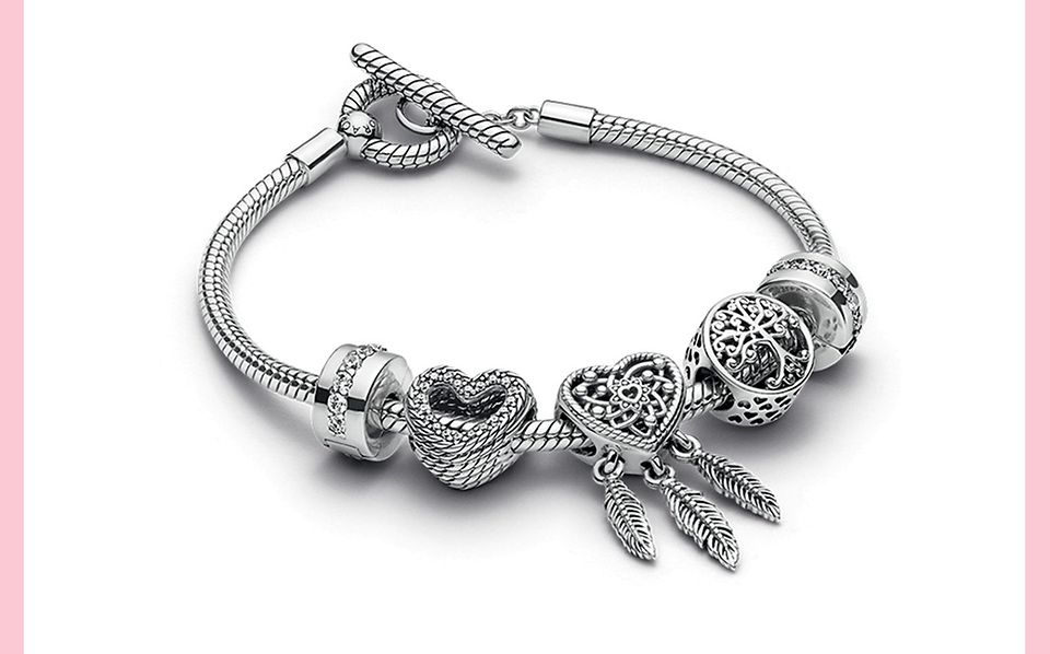 Ladies Pandora 925 ALE Charm Bracelet 26 Charms with 14K Gold Clasp Size:  20cm