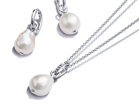 Collar y pendientes en plata de primera ley y perlas cultivadas de agua dulce Océano Azul de Pandora