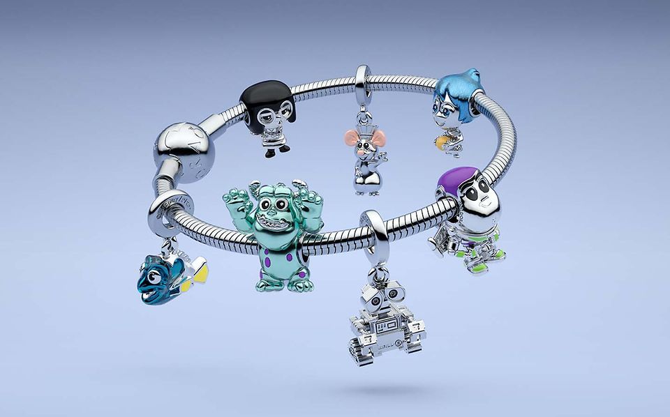 Pixar collection Charms in silver bracelet