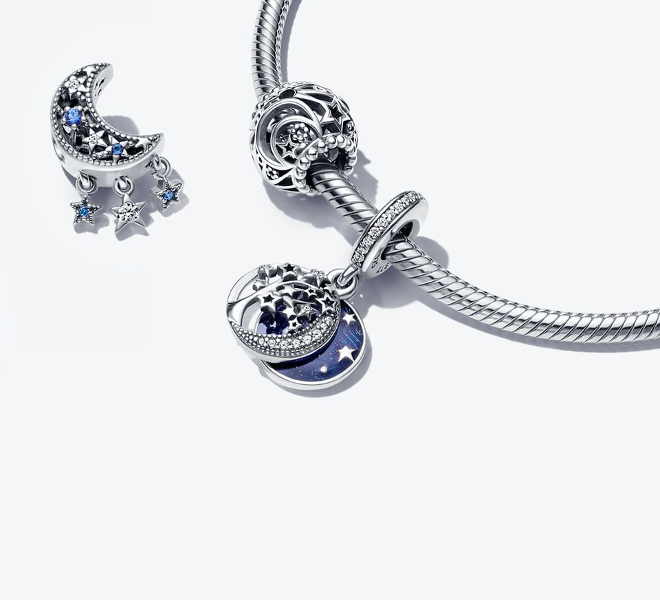 Pandora Style Silver Sun & Moon Necklace - SCN305