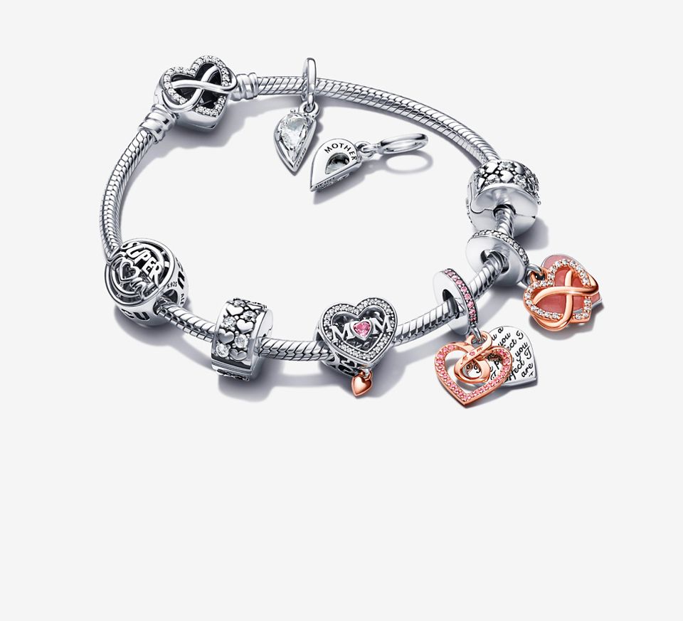DALARAN Mother Daughter Sister Wife Dangle Charms Fit Pandora Bracelet  Necklace with Double Heart Love Charms, Cubic Zirconia, : Amazon.co.uk:  Fashion