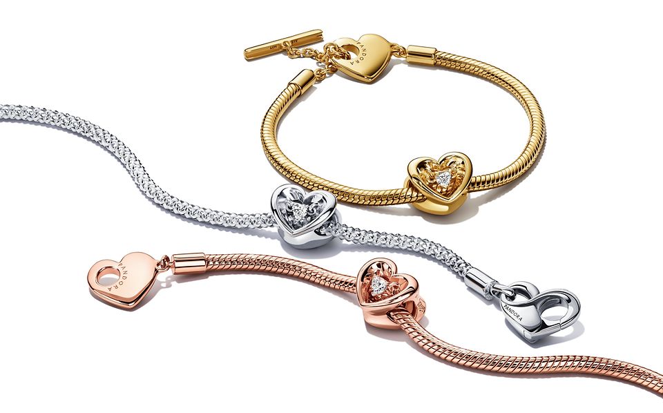 PANDORA Silver Charm Bracelet with Heart Clasp – Monica Jewelers